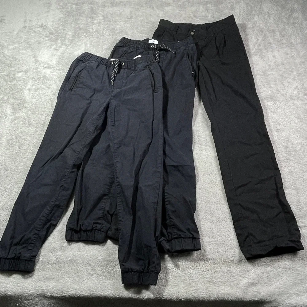 Bundle Old Navy Chaps Boys Pants School Uniform Black Adjustable Waist 10-14
